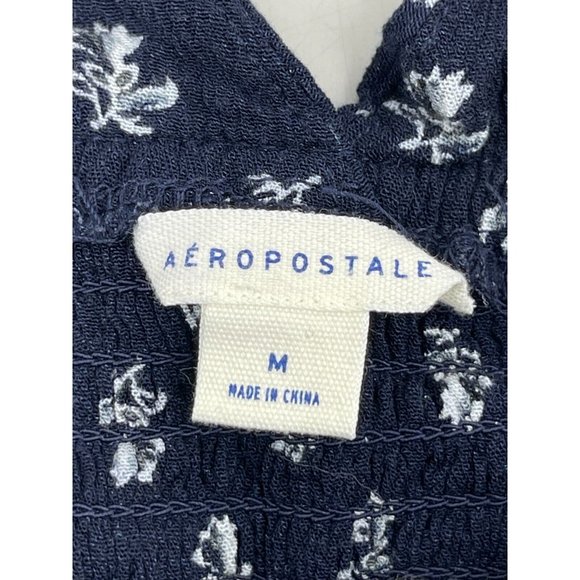 Aeropostale Women's Blue White Floral Sleeveless Knit Tunic Top Shirt Medium - Picture 8 of 12